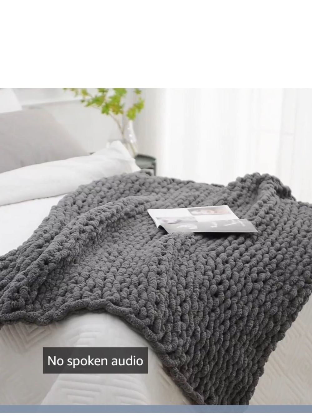 Cozy Chunky Knit Gray Throw Blanket - Picture 3 of 11